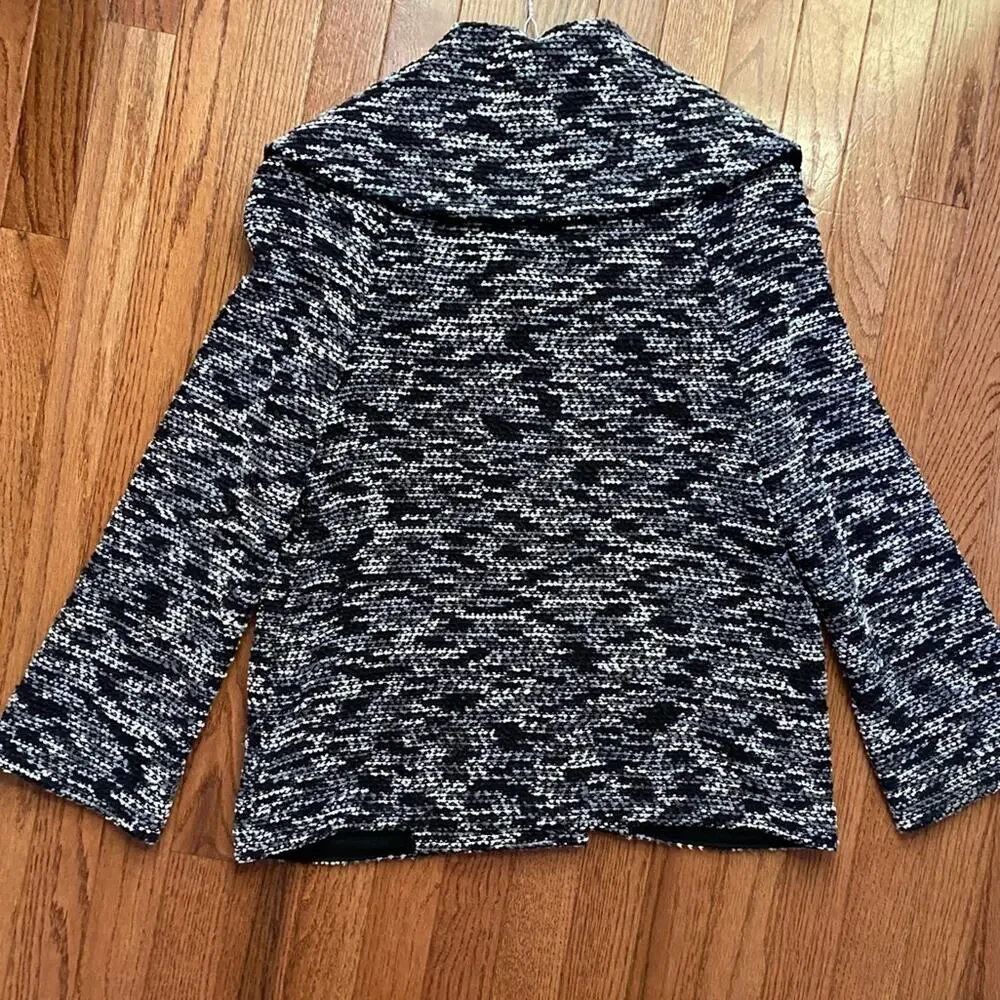 St John Collection Black & Gray Boucle Sweater Jacket Womens sz 4